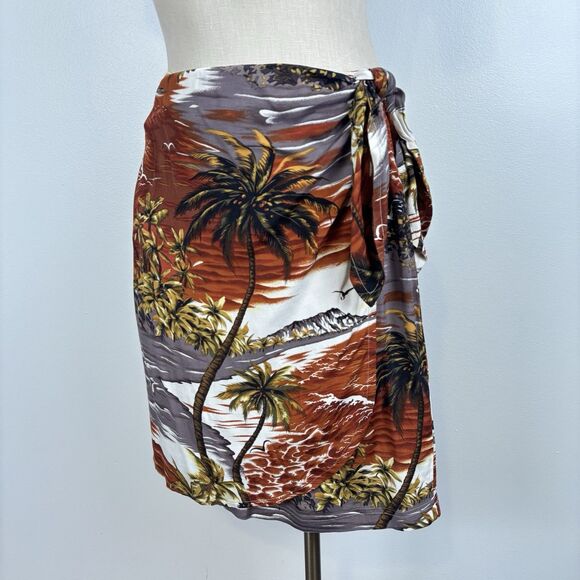 VTG Carole Little Sport Rayon Wrap Skirt Paradise Island Tropical SZ Large - Picture 7 of 8